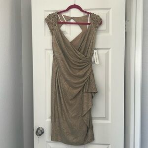 NWT Maggy London gold dress with beading size 10
